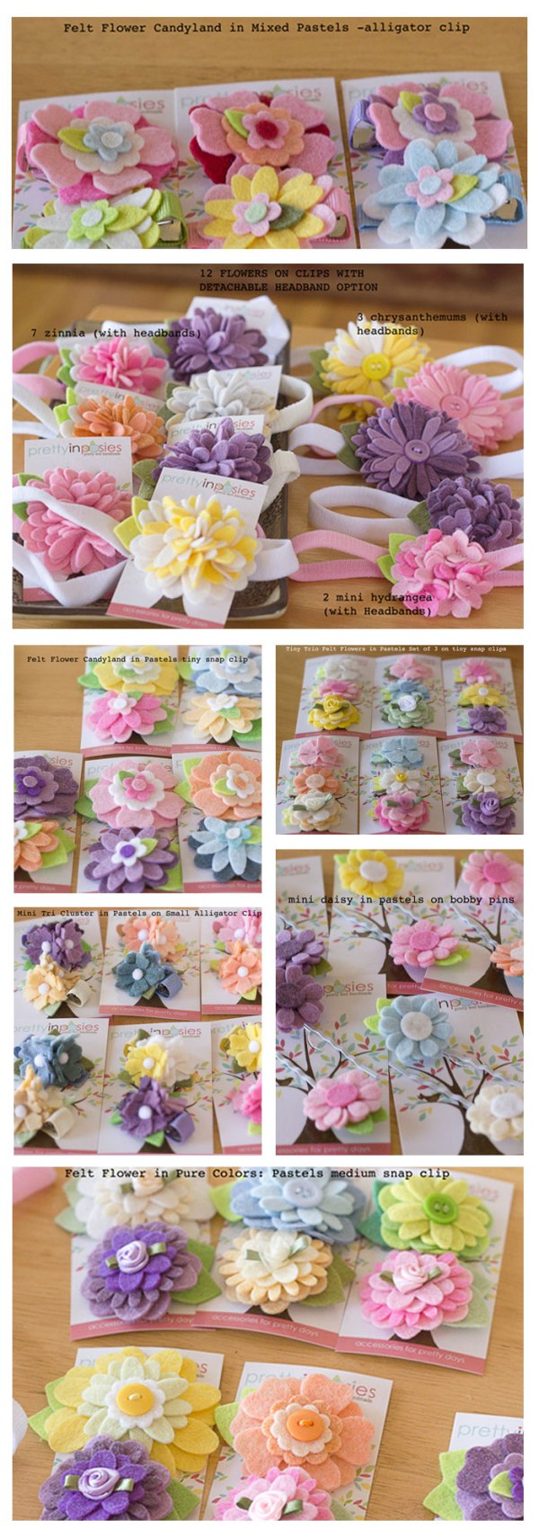 Pretty in Poses Wholesale Starter Set Felt Flower Hair Accessories